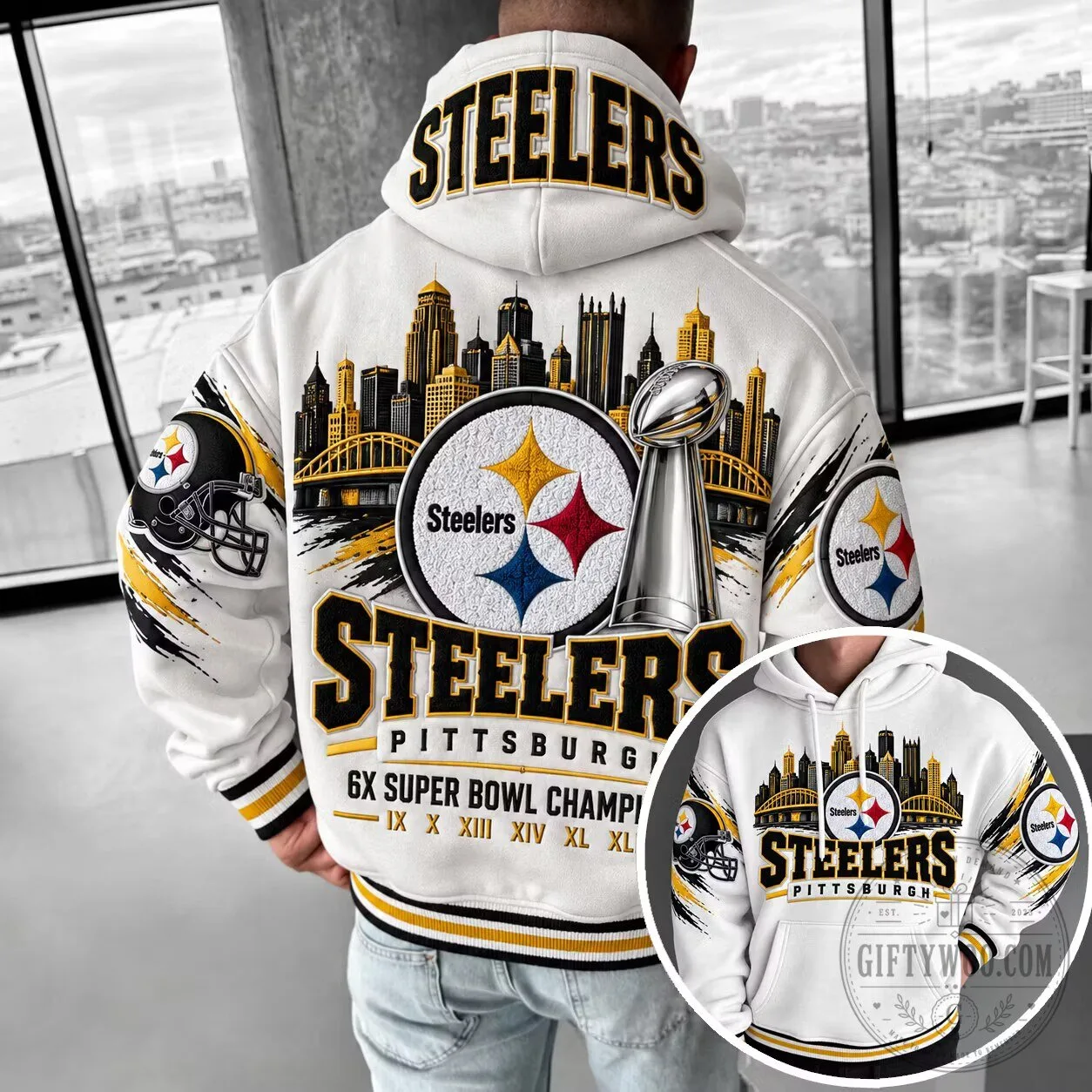 Super Bowl Champions Hoodie for Pittsburgh Steelers Football Team