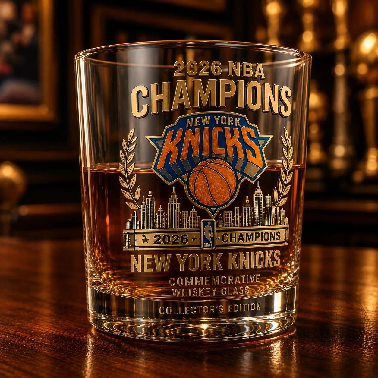 Commemorative Whiskey Glass for the 2026 NBA Champions New York Knicks 9 Commemorative Whiskey Glass for the 2026 NBA Champions New York Knicks
