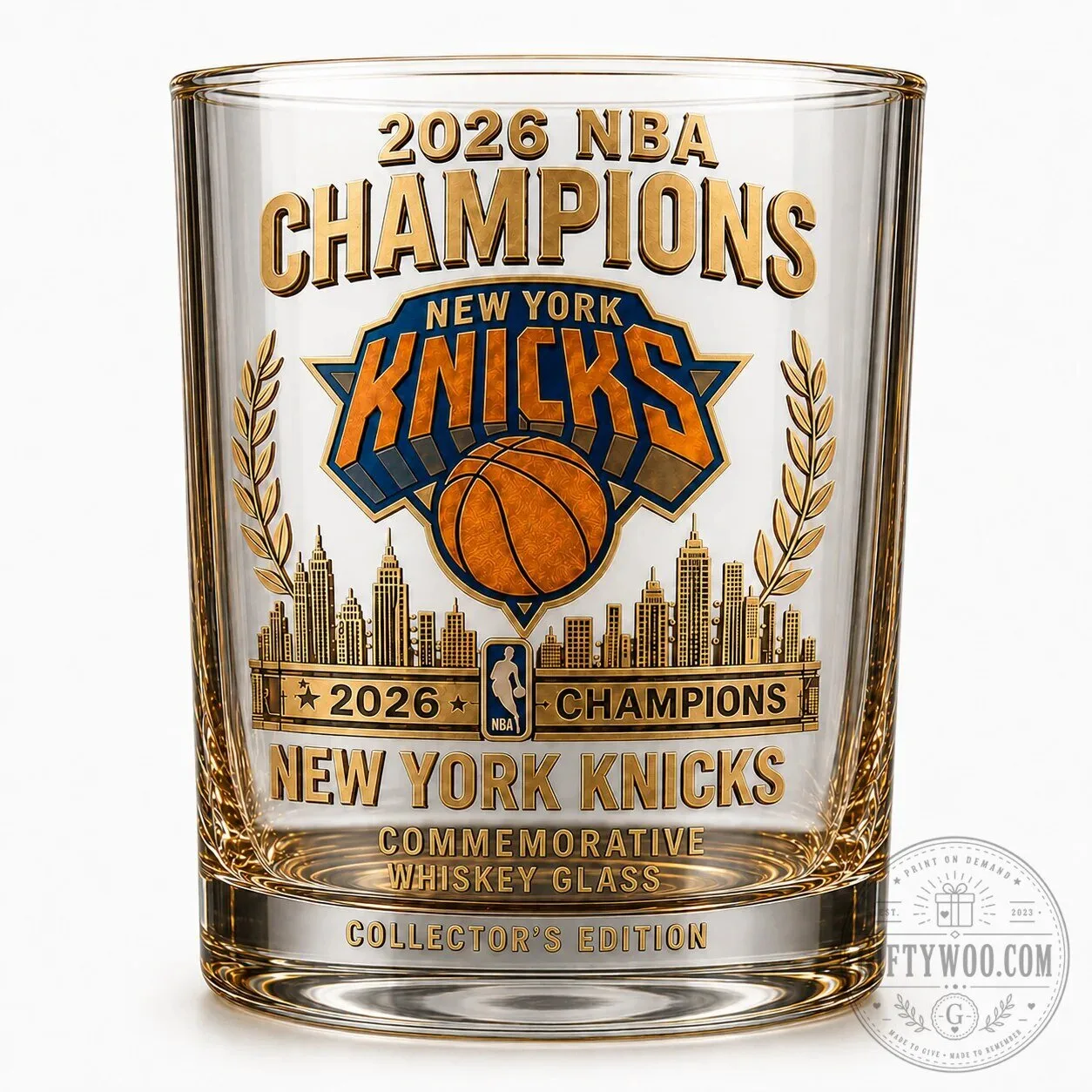 Commemorative Whiskey Glass for the 2026 NBA Champions New York Knicks 11 Commemorative Whiskey Glass for the 2026 NBA Champions New York Knicks