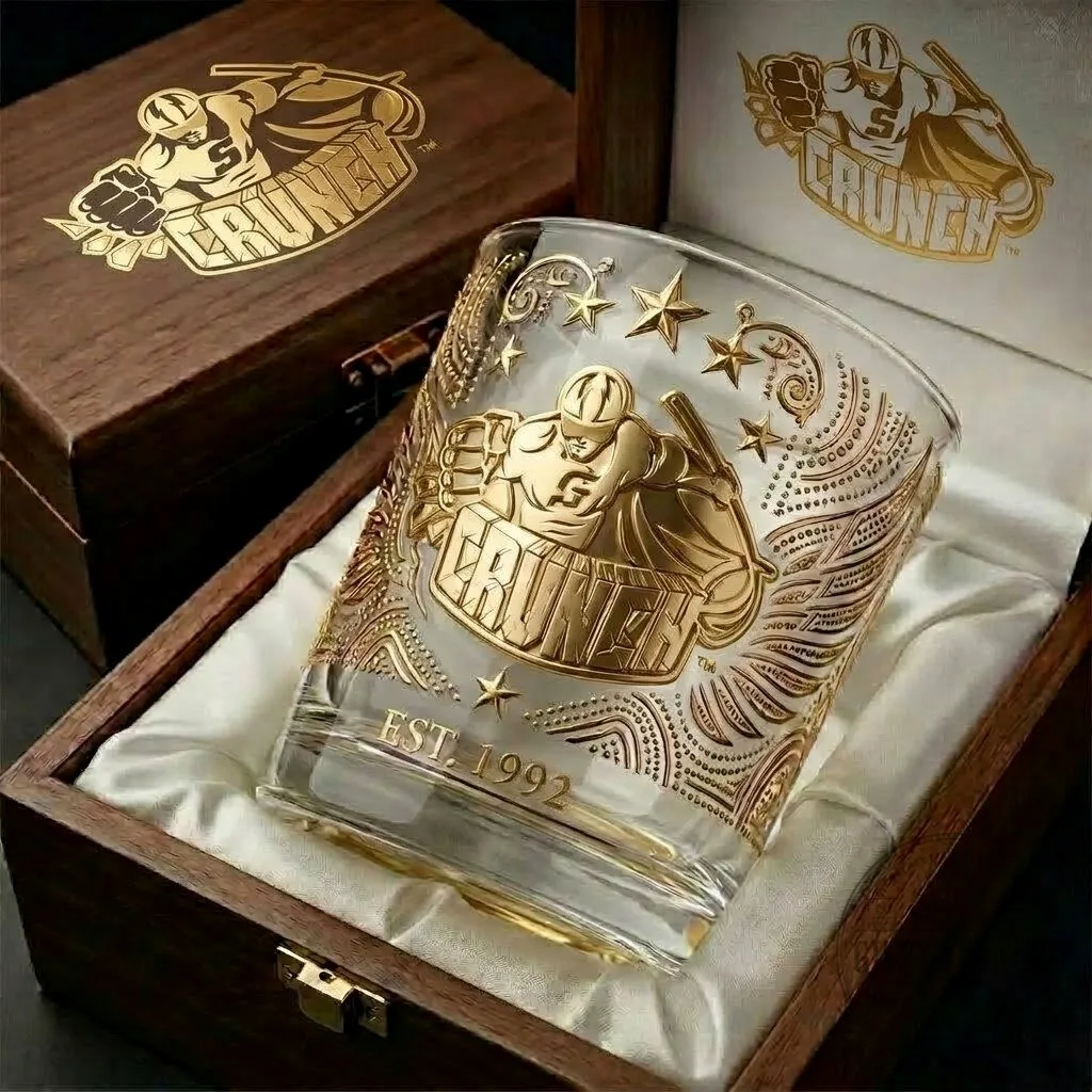 Syracuse Crunch Hockey Team Gold 3D Engraved Whiskey Drinking Glass