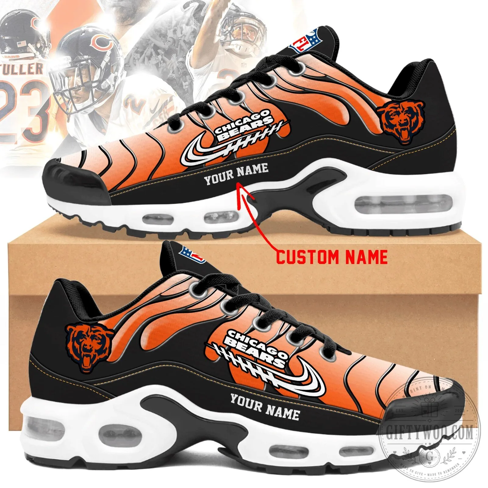 Chicago Bears Personalized Air Max Custom Name Running Shoes