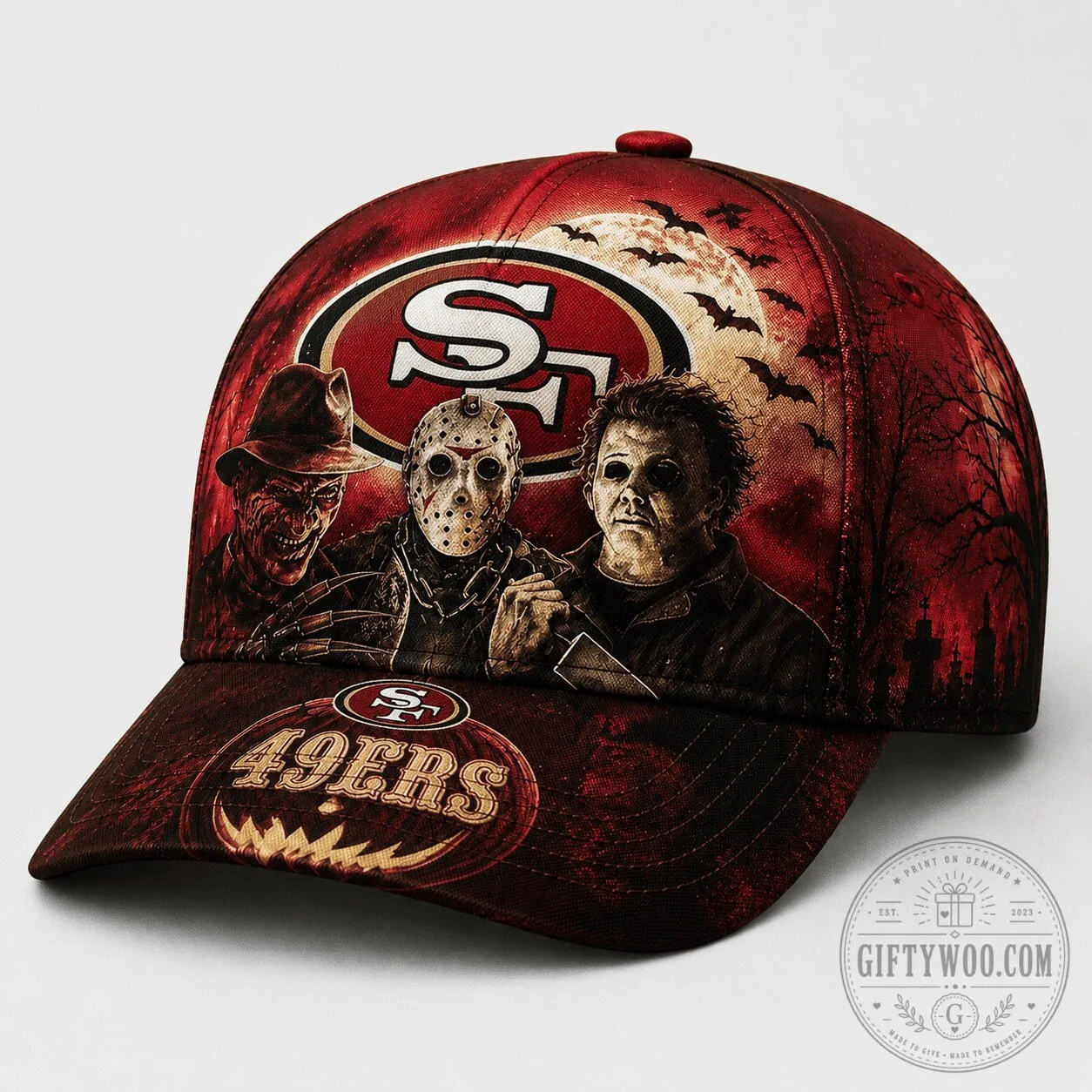 San Francisco 49ers Horror Night Halloween Freddy Krueger Jason Voorhees Michael Myers Cap Hat