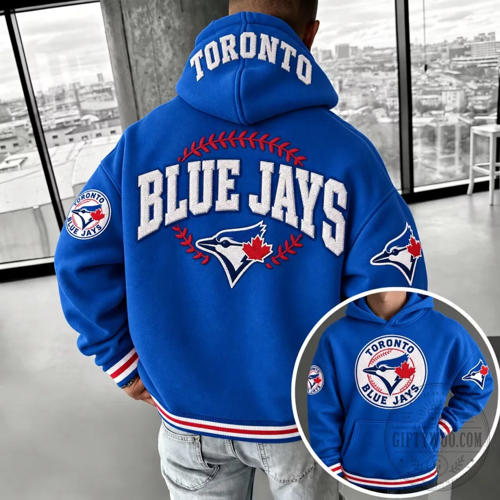Toronto Blue Jays Embroidered Baseball Team Logo Royal Blue Hoodie Toronto Blue Jays Embroidered Baseball Team Logo Royal Blue Hoodie