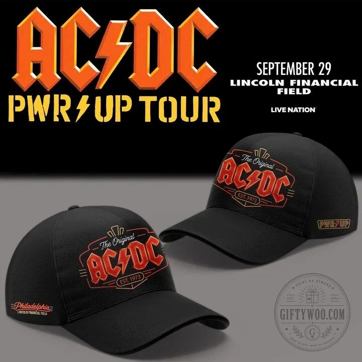 AC/DC Power Up Tour Philadelphia Lincoln Financial Field Black Baseball Cap Hat