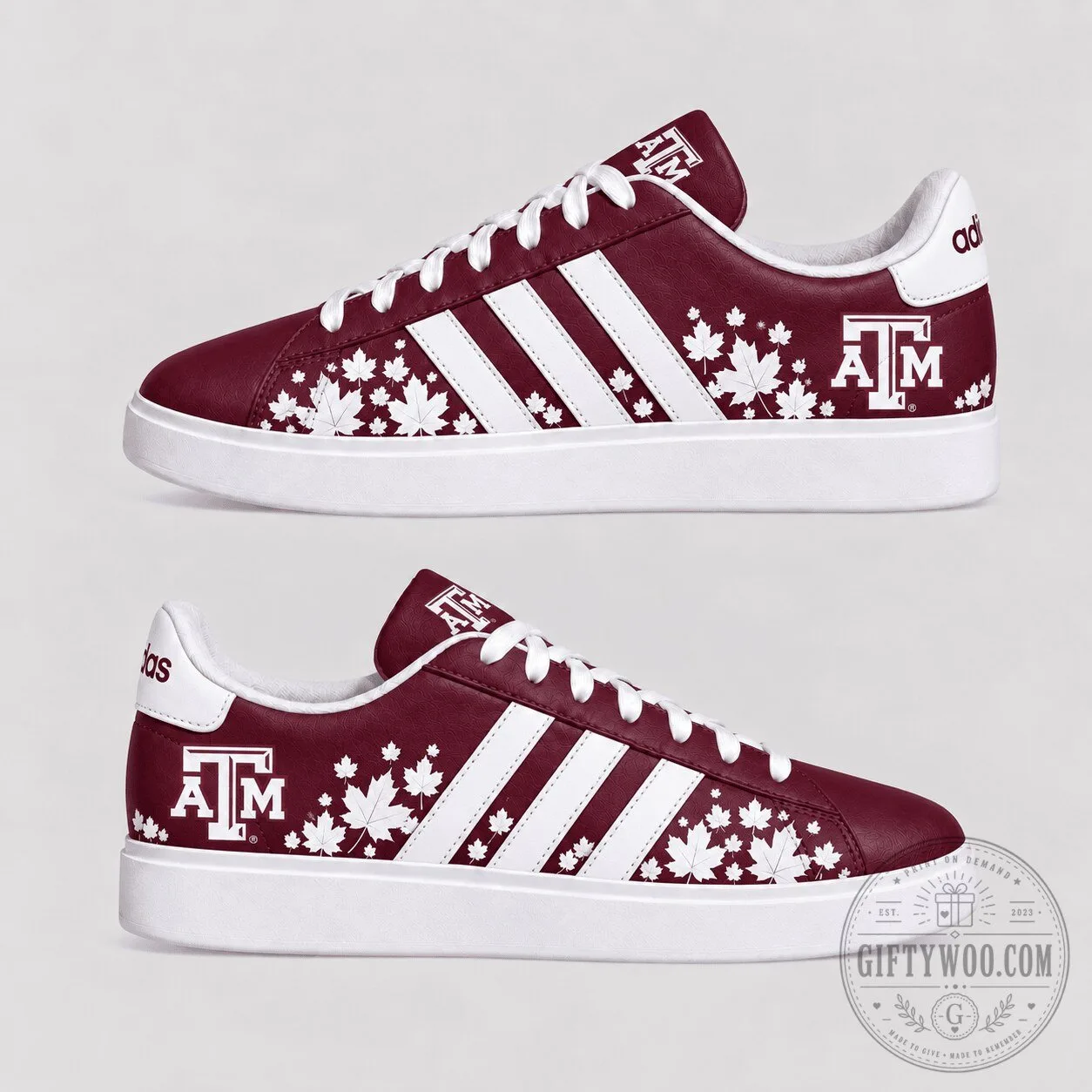 Texas A&M Aggies Fall Season Maple Leaf Stripes Shoes