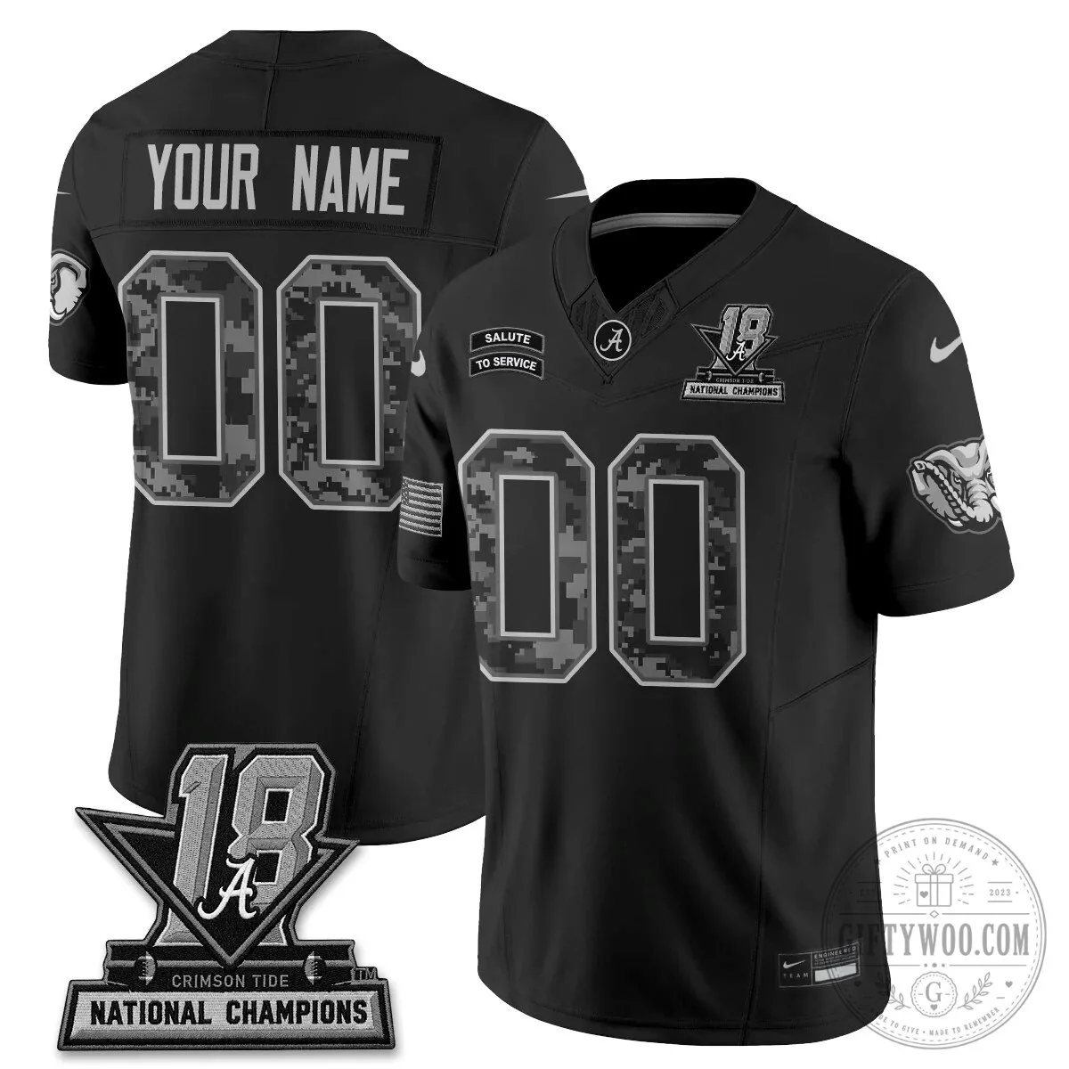 2026 National Champions Football Jersey - Alabama Crimson Tide Salute to Service Edition