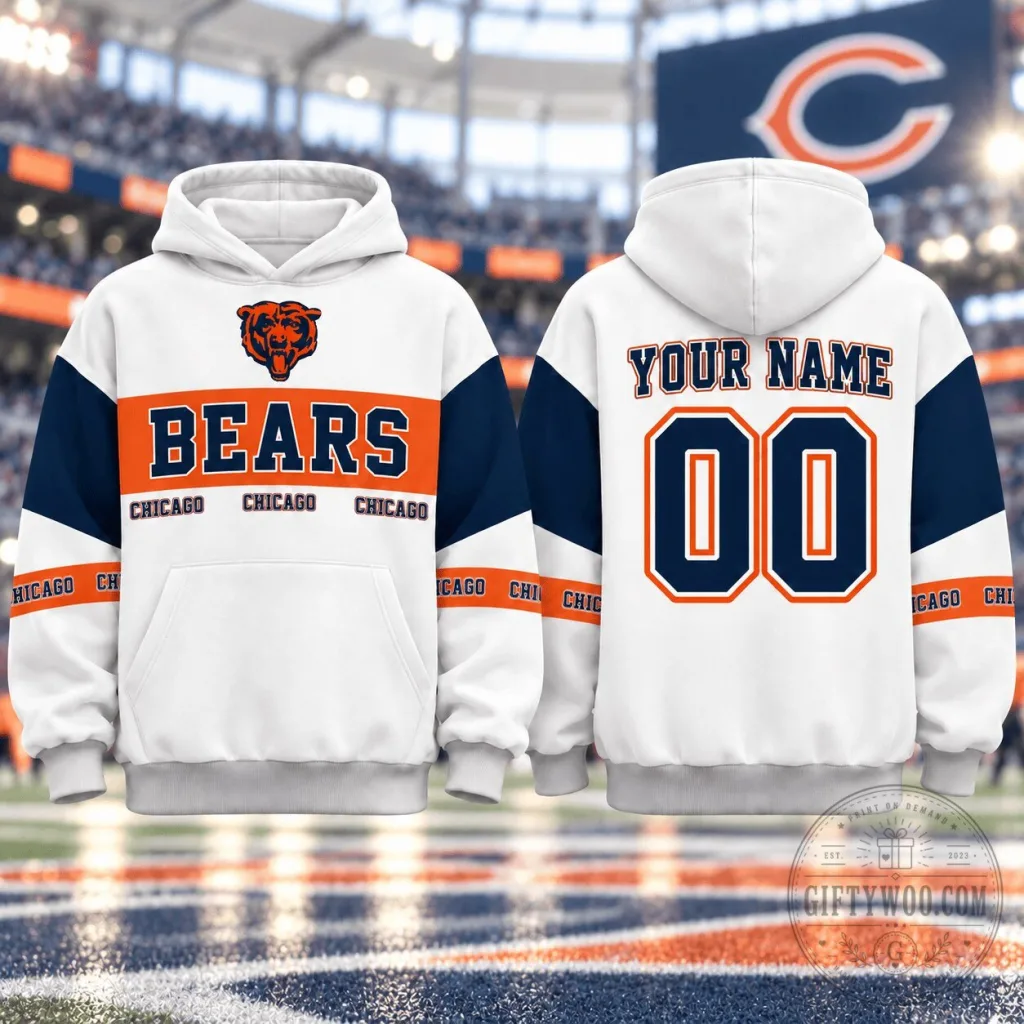 Chicago Bears Gridiron Heritage Varsity Style Custom Name and Number Hoodie Chicago Bears Gridiron Heritage Varsity Style Custom Name and Number Hoodie