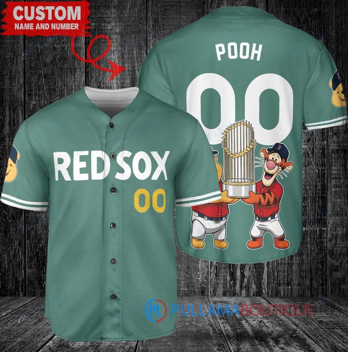 Boston Red Sox Baseball Winnie the Pooh and Tigger World Series Trophy Jersey