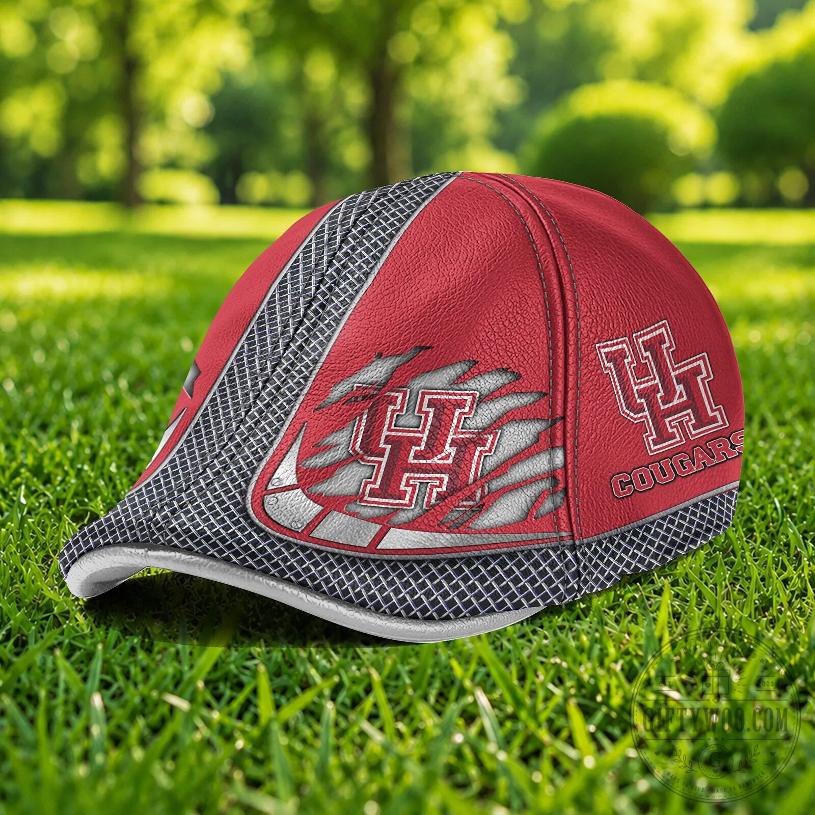Houston Cougars NCAA Red Flat Cap, Men's Ivy League Golf Hat