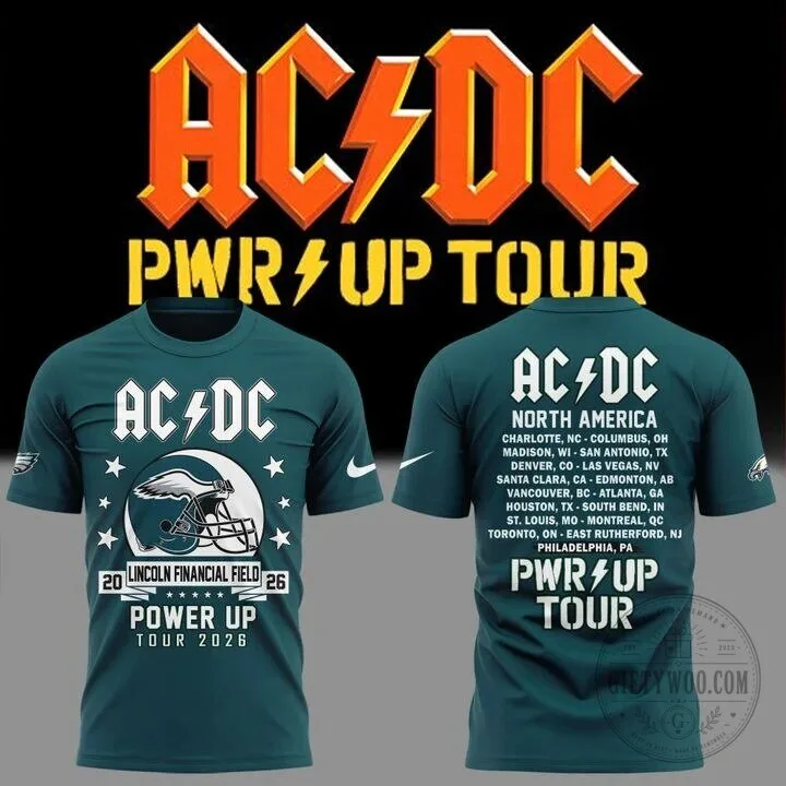 Philadelphia Eagles Football T-Shirt for the AC/DC Power Up Tour 2026