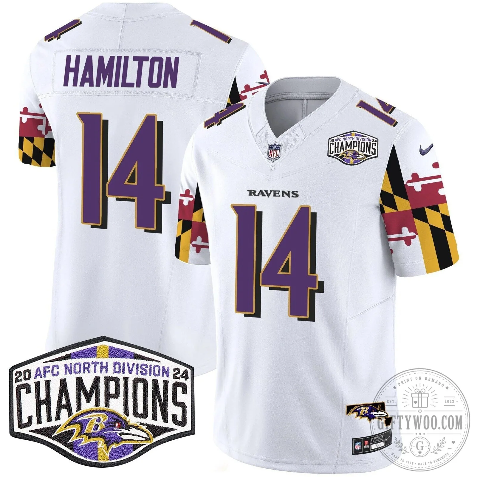 Derrick Henry Football Jersey - 2024 AFC North Division Champions, Baltimore Ravens 44 Derrick Henry Football Jersey - 2024 AFC North Division Champions, Baltimore Ravens