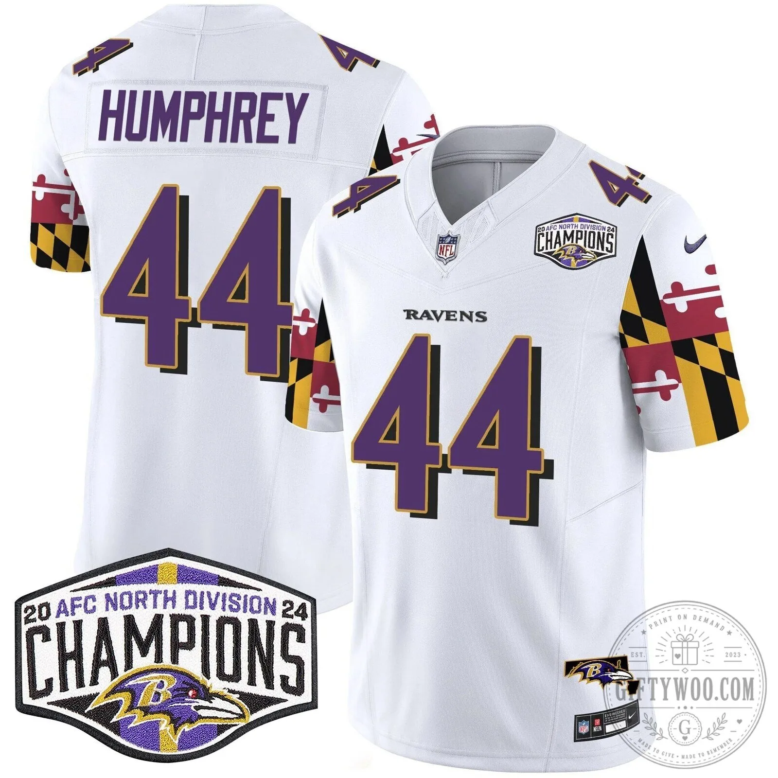 Derrick Henry Football Jersey - 2024 AFC North Division Champions, Baltimore Ravens 45 Derrick Henry Football Jersey - 2024 AFC North Division Champions, Baltimore Ravens