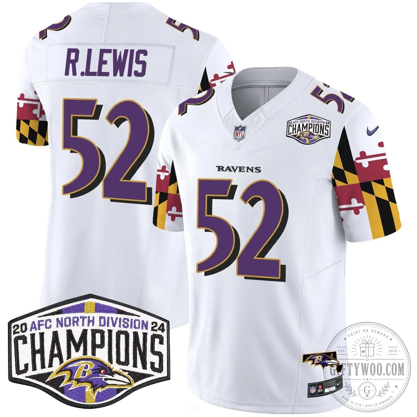 Derrick Henry Football Jersey - 2024 AFC North Division Champions, Baltimore Ravens 46 Derrick Henry Football Jersey - 2024 AFC North Division Champions, Baltimore Ravens