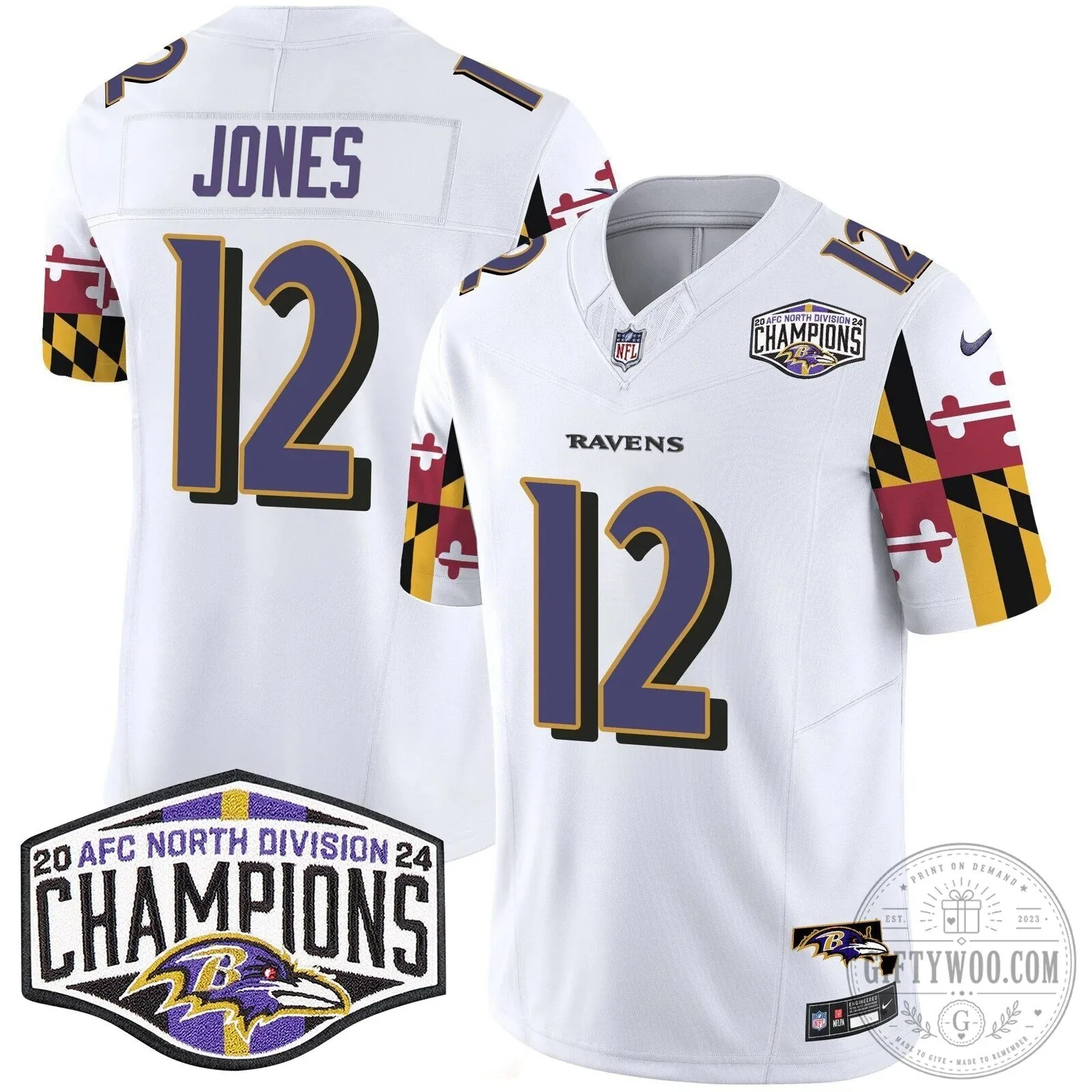 Derrick Henry Football Jersey - 2024 AFC North Division Champions, Baltimore Ravens 48 Derrick Henry Football Jersey - 2024 AFC North Division Champions, Baltimore Ravens