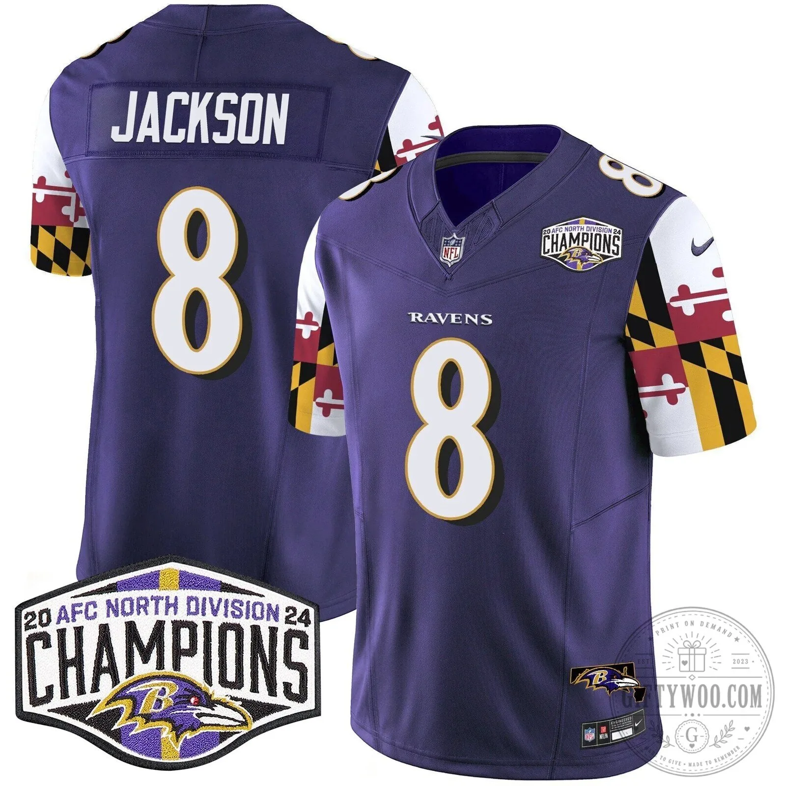 Derrick Henry Football Jersey - 2024 AFC North Division Champions, Baltimore Ravens 51 Derrick Henry Football Jersey - 2024 AFC North Division Champions, Baltimore Ravens