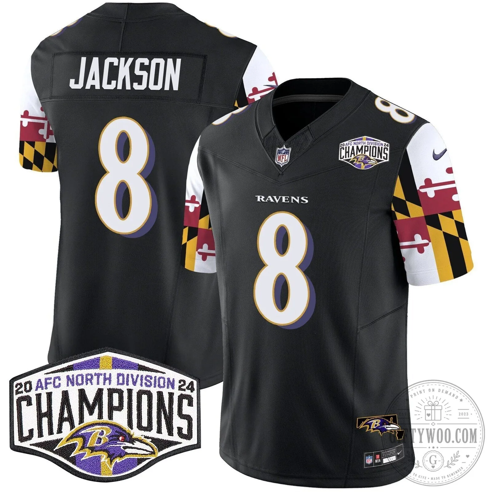 Derrick Henry Football Jersey - 2024 AFC North Division Champions, Baltimore Ravens 52 Derrick Henry Football Jersey - 2024 AFC North Division Champions, Baltimore Ravens