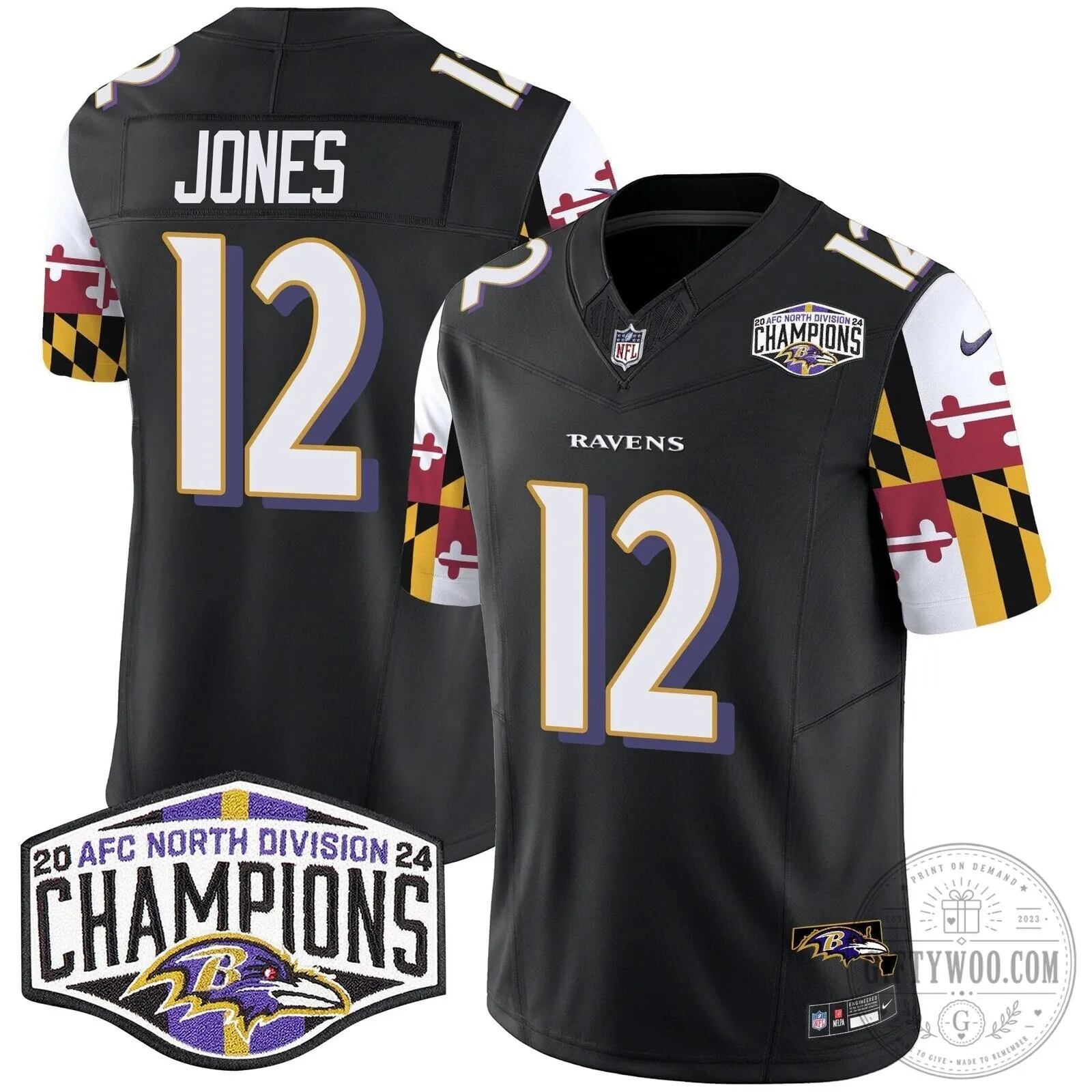Derrick Henry Football Jersey - 2024 AFC North Division Champions, Baltimore Ravens 58 Derrick Henry Football Jersey - 2024 AFC North Division Champions, Baltimore Ravens