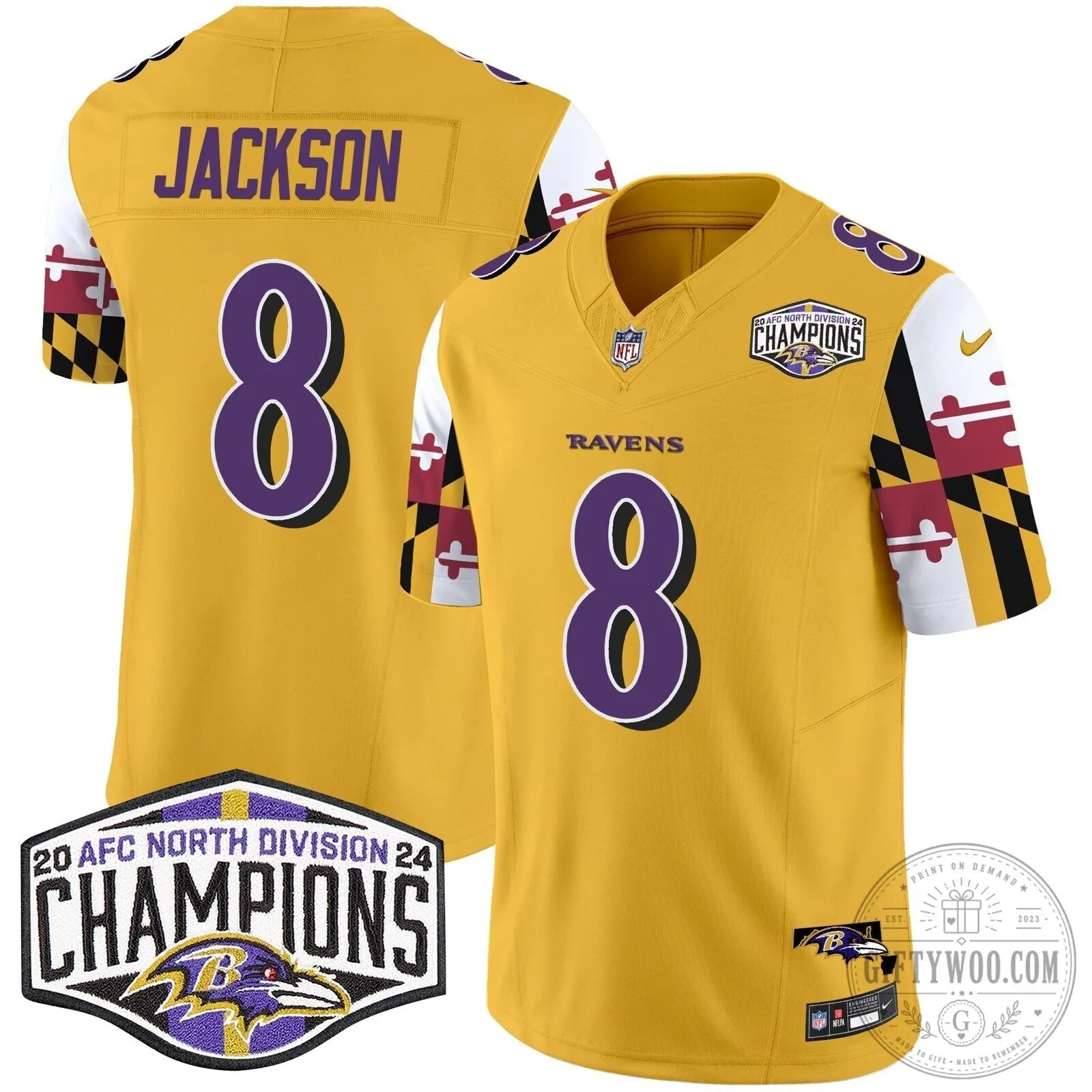 Derrick Henry Football Jersey - 2024 AFC North Division Champions, Baltimore Ravens 61 Derrick Henry Football Jersey - 2024 AFC North Division Champions, Baltimore Ravens