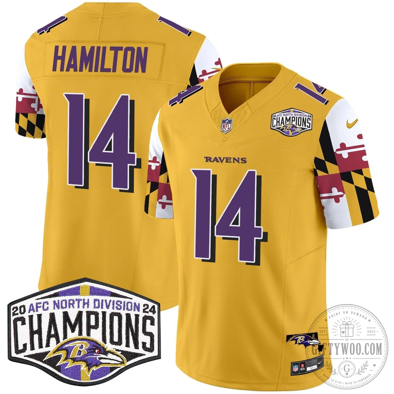 Derrick Henry Football Jersey - 2024 AFC North Division Champions, Baltimore Ravens 64 Derrick Henry Football Jersey - 2024 AFC North Division Champions, Baltimore Ravens