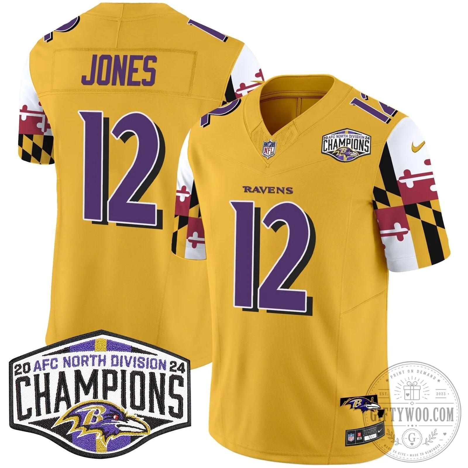 Derrick Henry Football Jersey - 2024 AFC North Division Champions, Baltimore Ravens 68 Derrick Henry Football Jersey - 2024 AFC North Division Champions, Baltimore Ravens