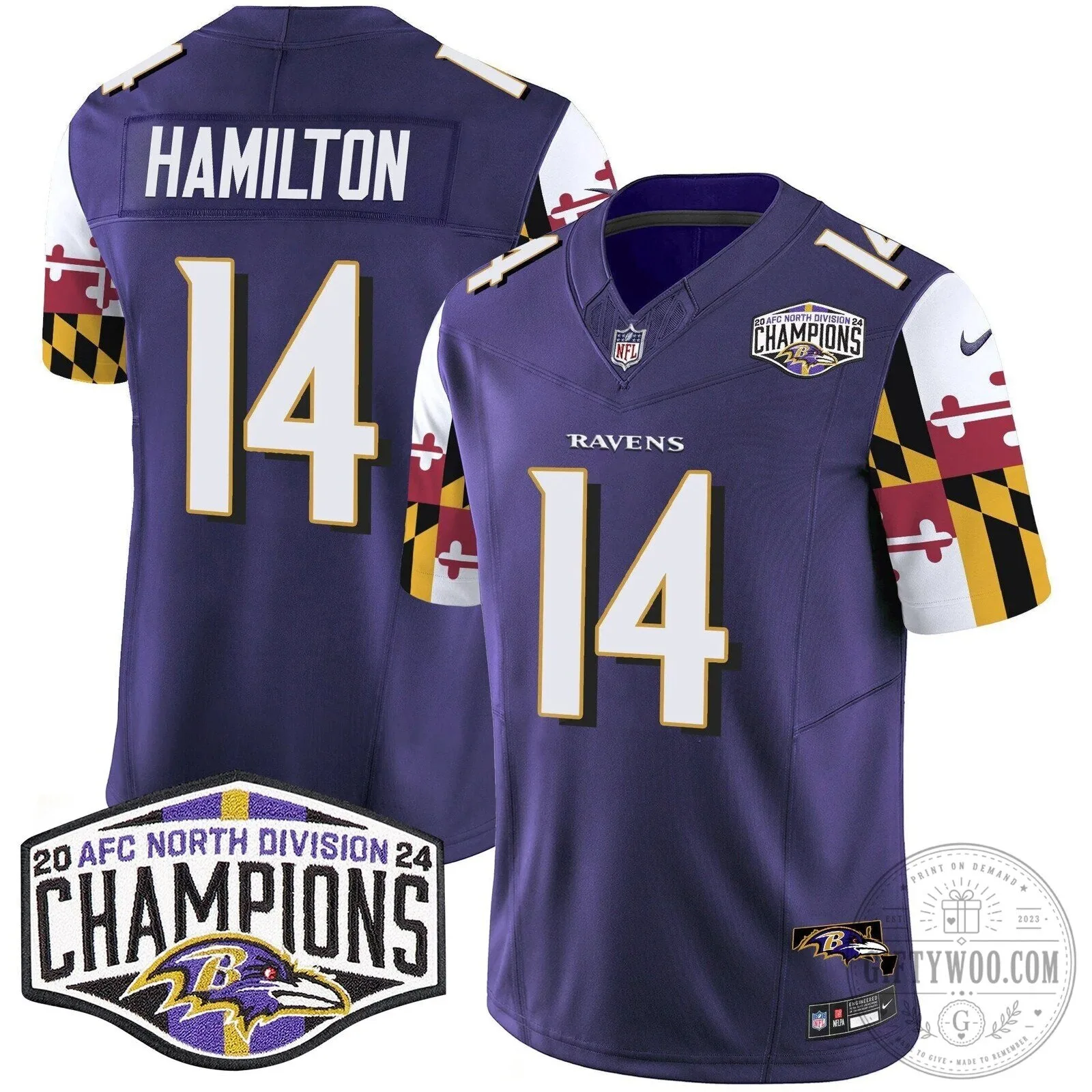 Derrick Henry Football Jersey - 2024 AFC North Division Champions, Baltimore Ravens 70 Derrick Henry Football Jersey - 2024 AFC North Division Champions, Baltimore Ravens
