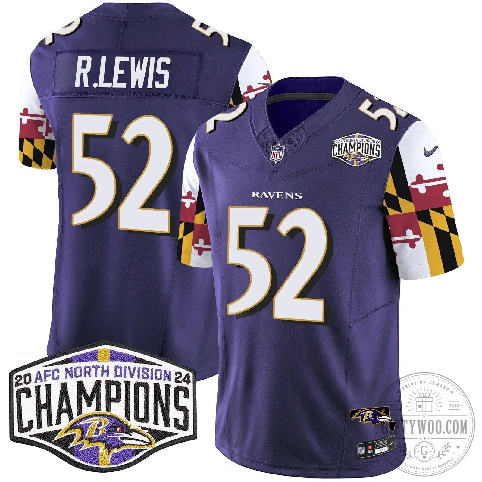 Derrick Henry Football Jersey - 2024 AFC North Division Champions, Baltimore Ravens 72 Derrick Henry Football Jersey - 2024 AFC North Division Champions, Baltimore Ravens