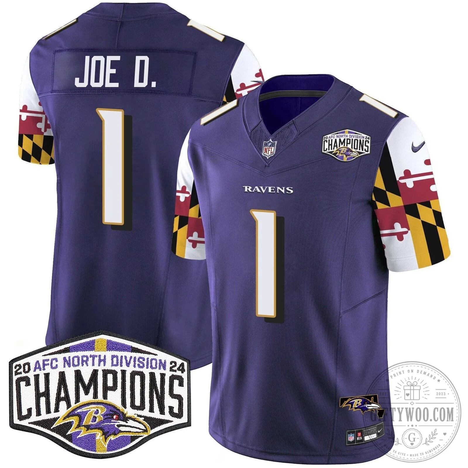 Derrick Henry Football Jersey - 2024 AFC North Division Champions, Baltimore Ravens 75 Derrick Henry Football Jersey - 2024 AFC North Division Champions, Baltimore Ravens