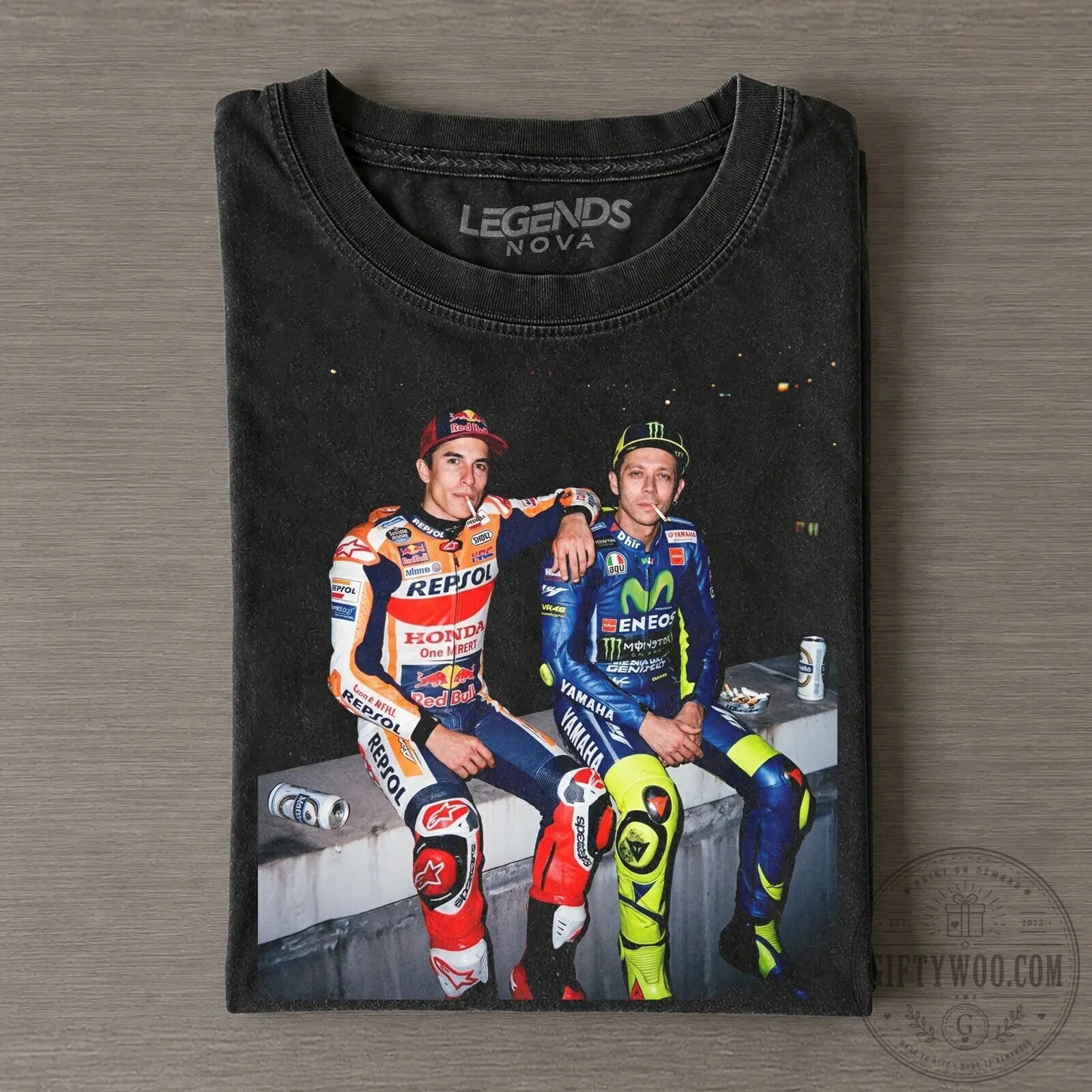 Nova T-Shirt featuring Moto GP Legends Valentino Rossi and Marc Marquez