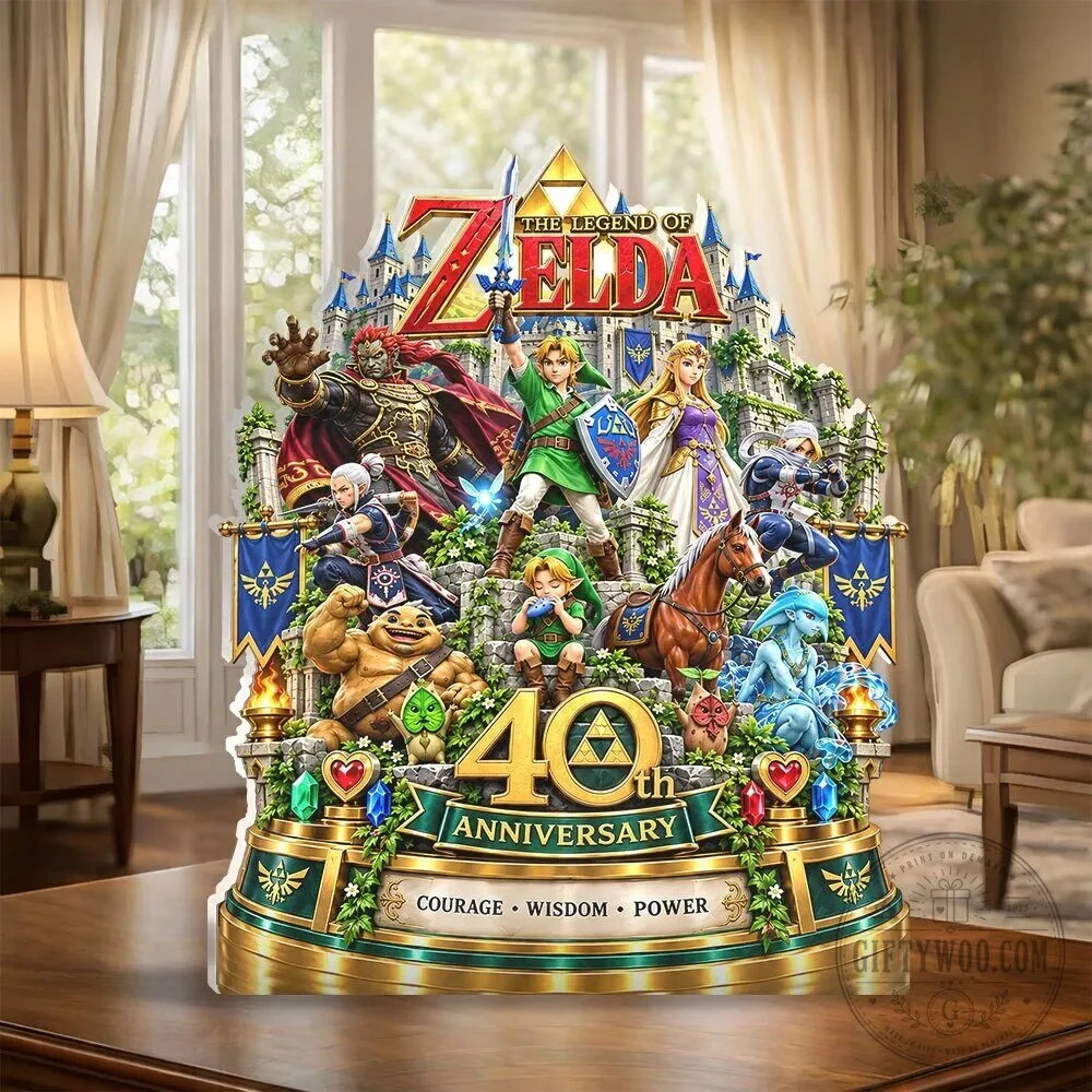 40th Anniversary Acrylic Plaque of Courage, Wisdom, and Power from The Legend of Zelda