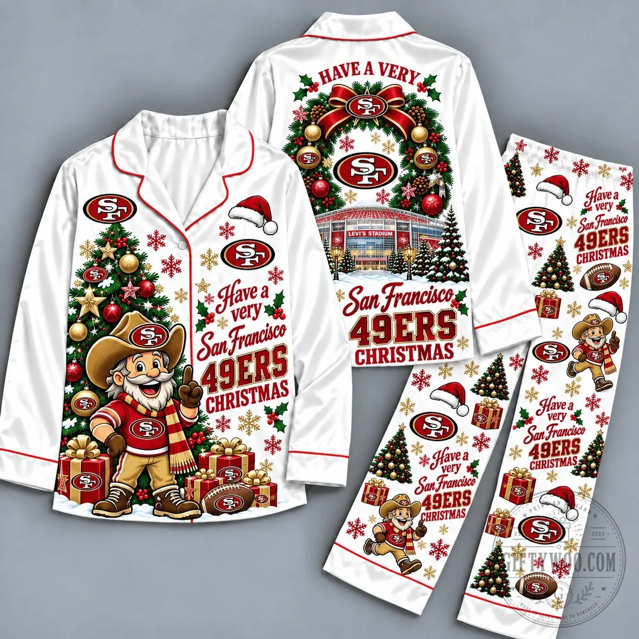 San Francisco 49ers Christmas Holiday Pajamas Set