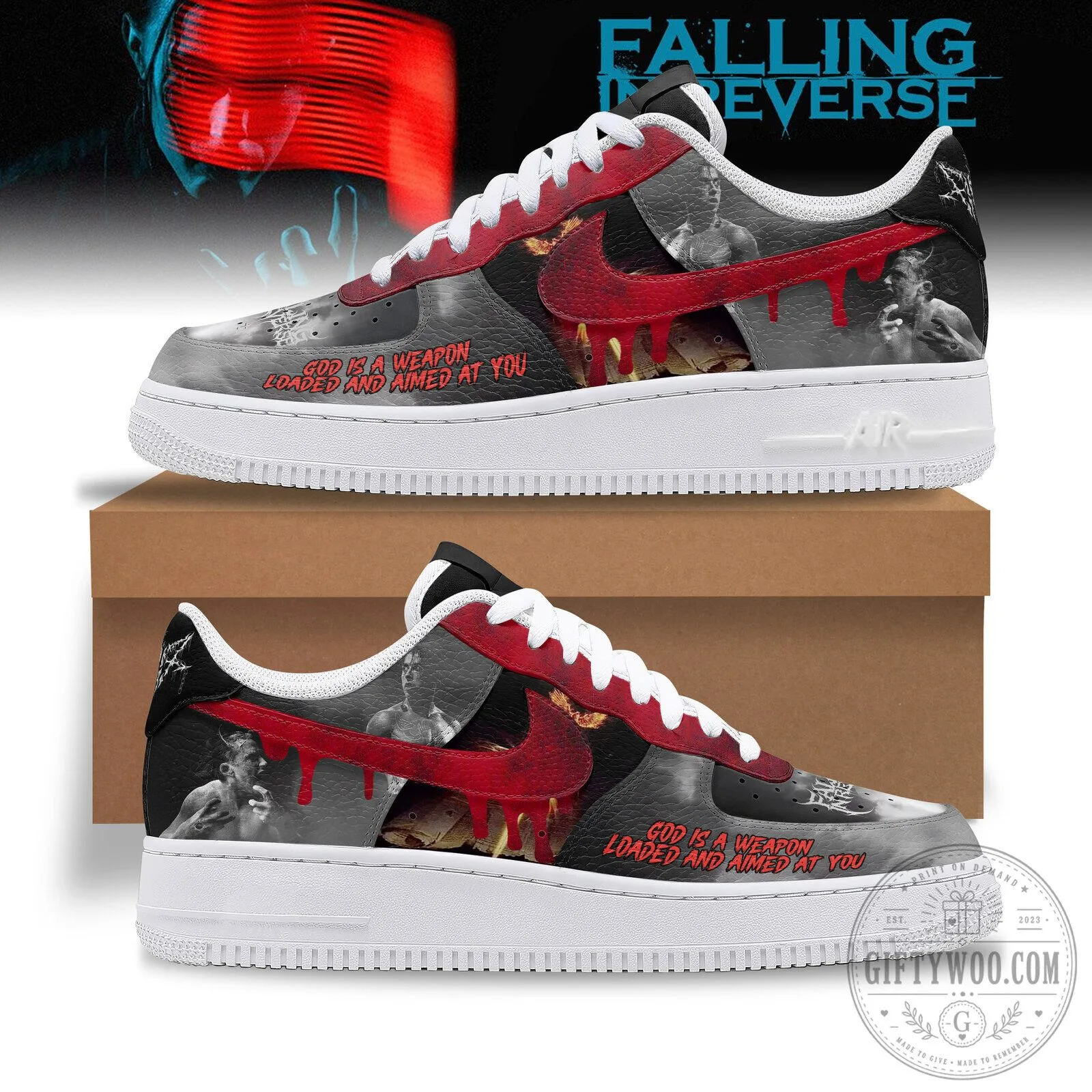 Falling in Reverse God Is A Weapon Loaded And Aimed At You Custom Shoes 1 Falling in Reverse God Is A Weapon Loaded And Aimed At You Custom Shoes