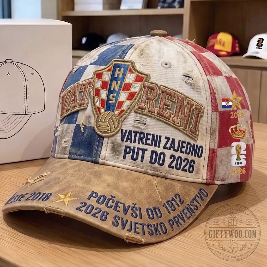 Croatia Football World Cup 2026 Distressed Vintage Baseball Cap