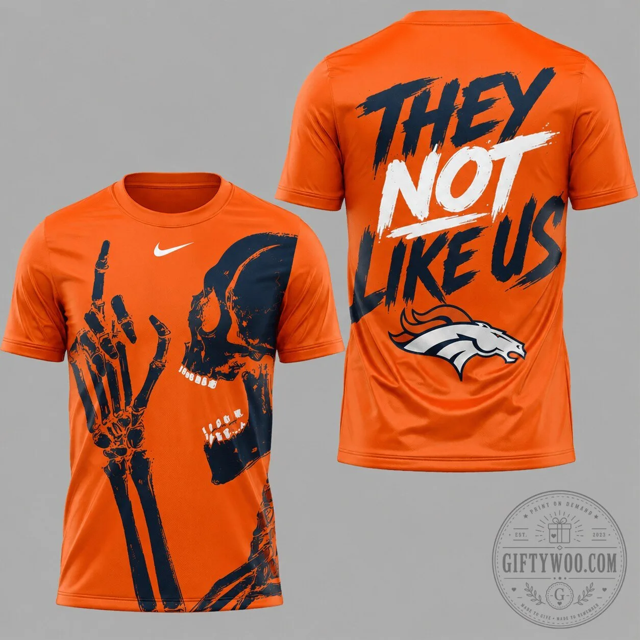 Denver Broncos Skeleton They Not Like Us Graphic Performance T-Shirt 1 Denver Broncos Skeleton They Not Like Us Graphic Performance T-Shirt