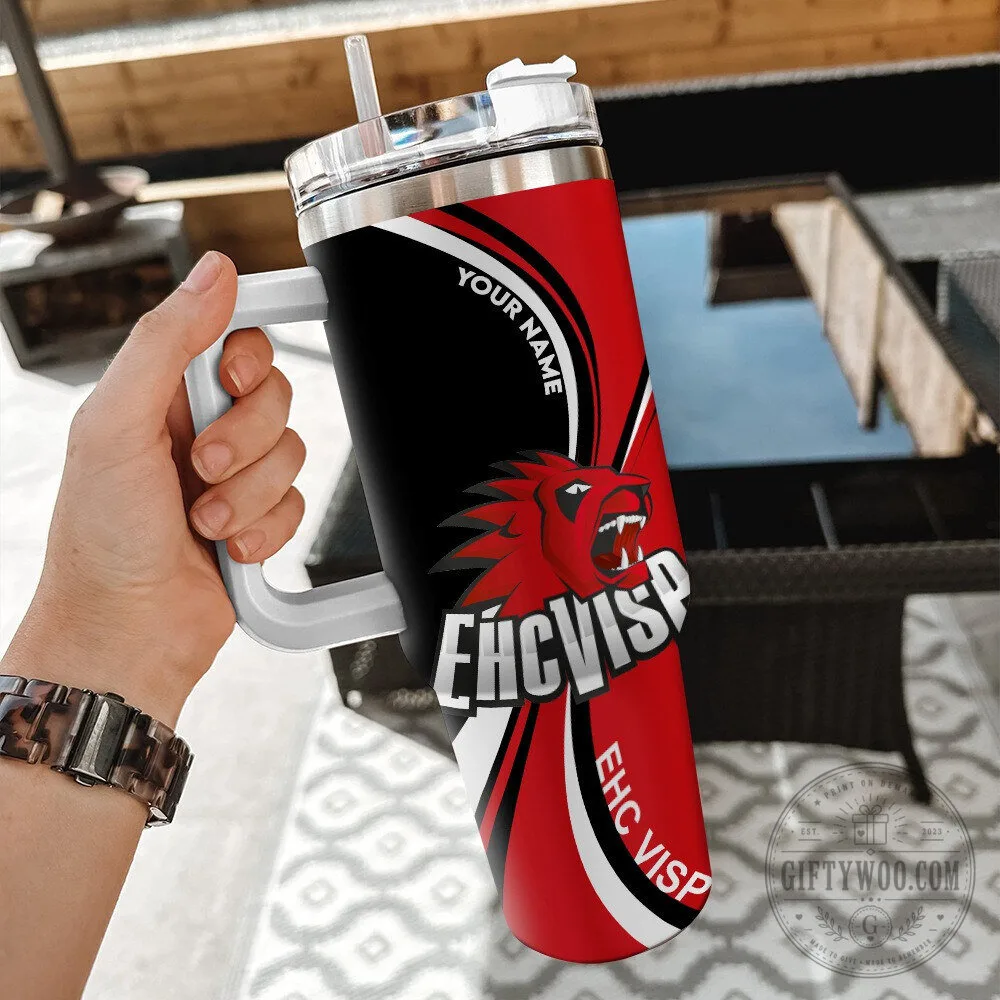 EHC Visp Ice Hockey Team Personalized Travel Tumbler with Handle