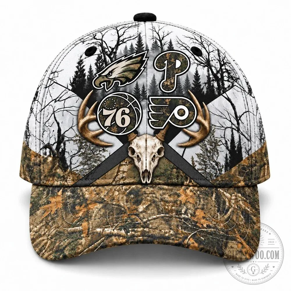 Philadelphia Sports Teams Hunting Camouflage Deer Skull Antlers Baseball Cap 10 Philadelphia Sports Teams Hunting Camouflage Deer Skull Antlers Baseball Cap