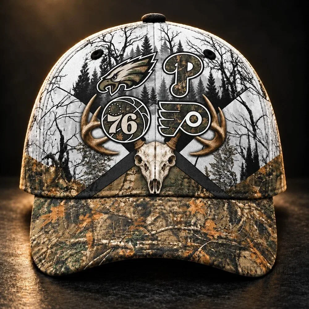 Philadelphia Sports Teams Hunting Camouflage Deer Skull Antlers Baseball Cap 11 Philadelphia Sports Teams Hunting Camouflage Deer Skull Antlers Baseball Cap
