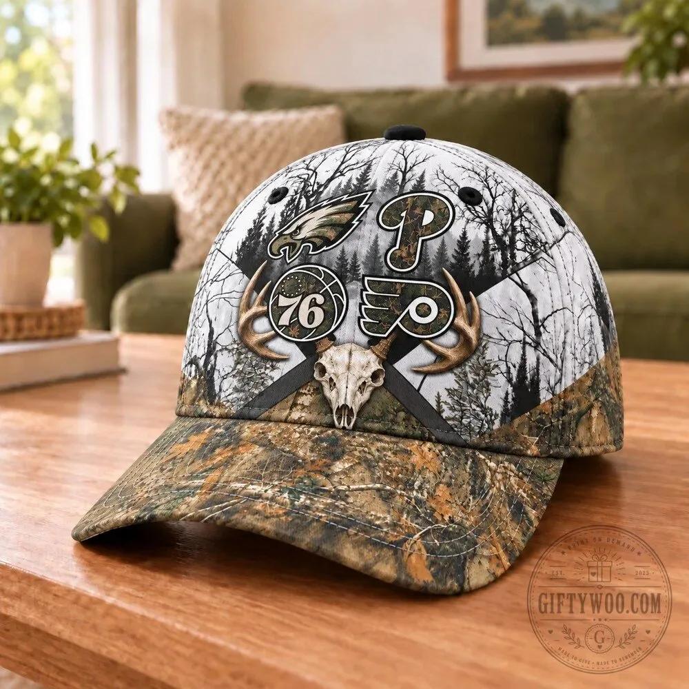 Philadelphia Sports Teams Hunting Camouflage Deer Skull Antlers Baseball Cap 15 Philadelphia Sports Teams Hunting Camouflage Deer Skull Antlers Baseball Cap