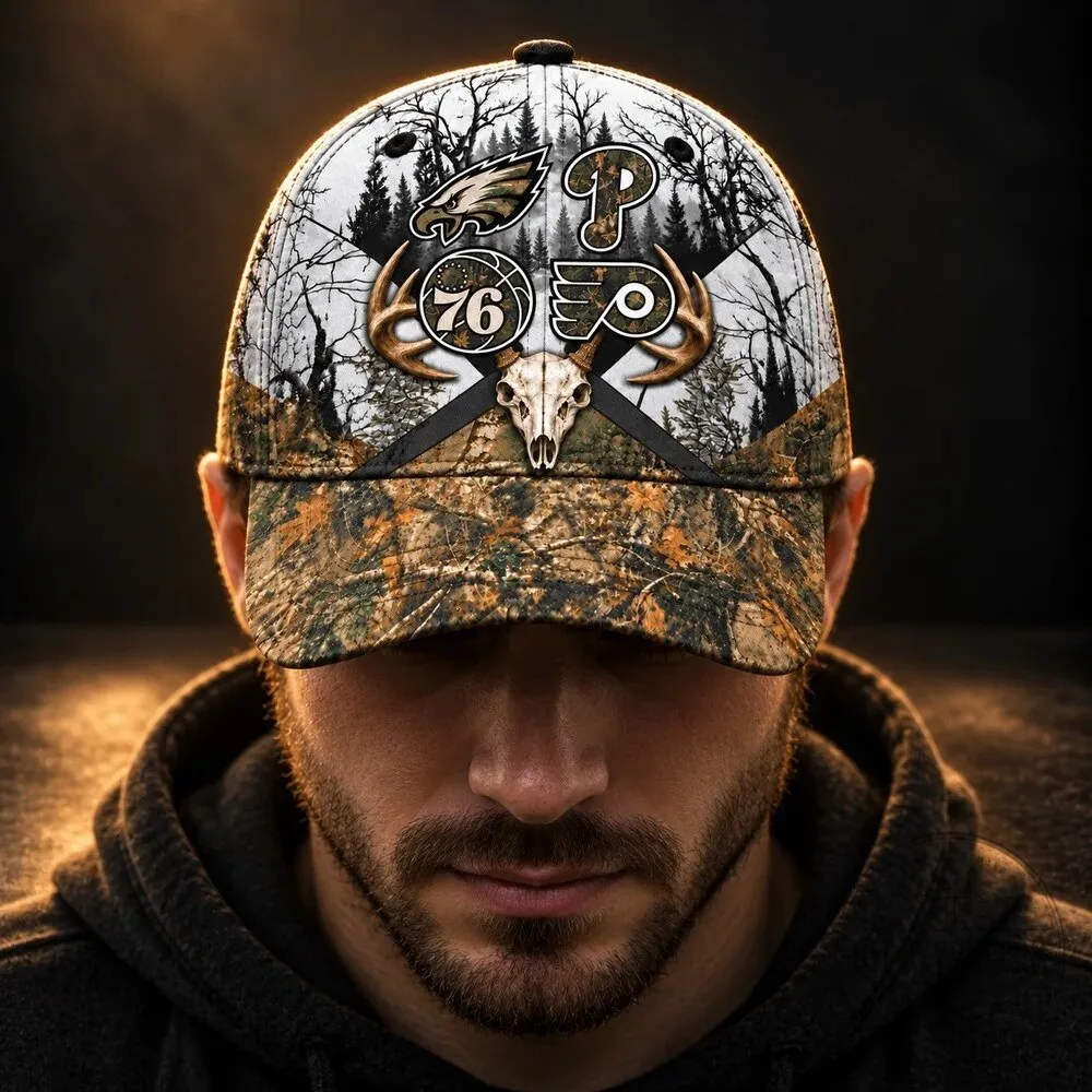 Philadelphia Sports Teams Hunting Camouflage Deer Skull Antlers Baseball Cap 17 Philadelphia Sports Teams Hunting Camouflage Deer Skull Antlers Baseball Cap