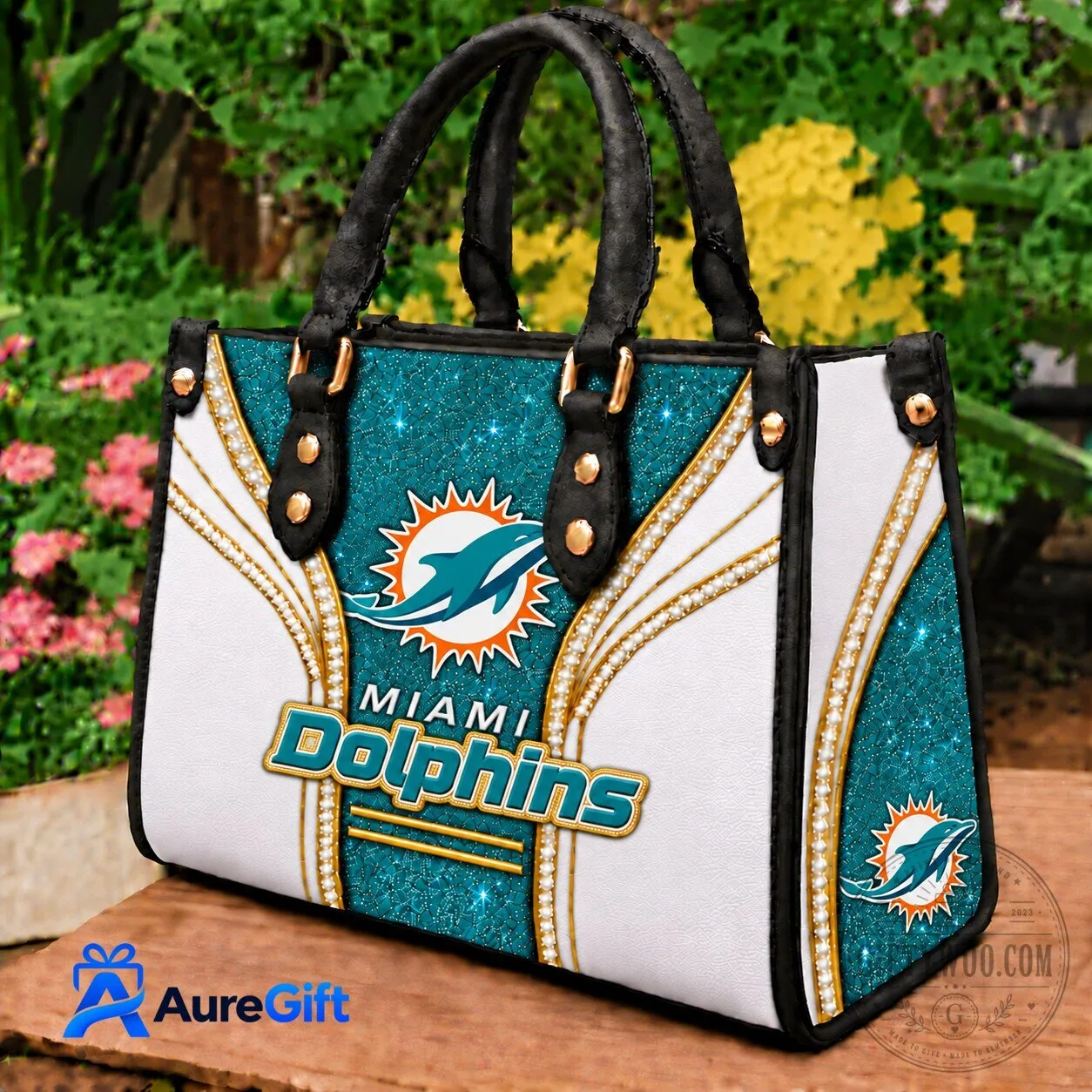 Miami Dolphins National Football League Sparkle Design Womens Handbag 5 Miami Dolphins National Football League Sparkle Design Womens Handbag