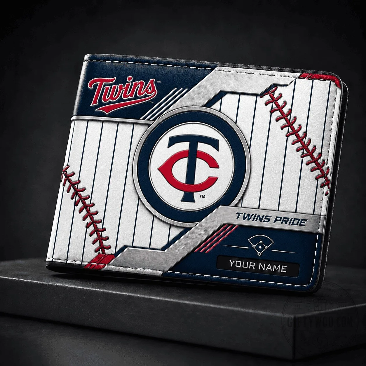 Minnesota Twins Baseball Stitching Design Men's Bi-Fold Wallet