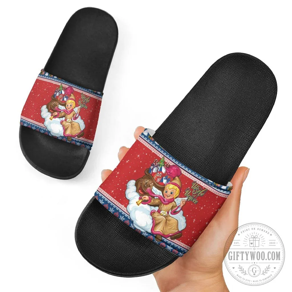 Czech Republic Christmas Jezisek Vesele Vanoce Holiday Slide Sandals 11 Czech Republic Christmas Jezisek Vesele Vanoce Holiday Slide Sandals
