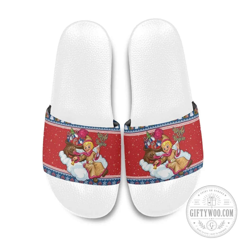 Czech Republic Christmas Jezisek Vesele Vanoce Holiday Slide Sandals 12 Czech Republic Christmas Jezisek Vesele Vanoce Holiday Slide Sandals
