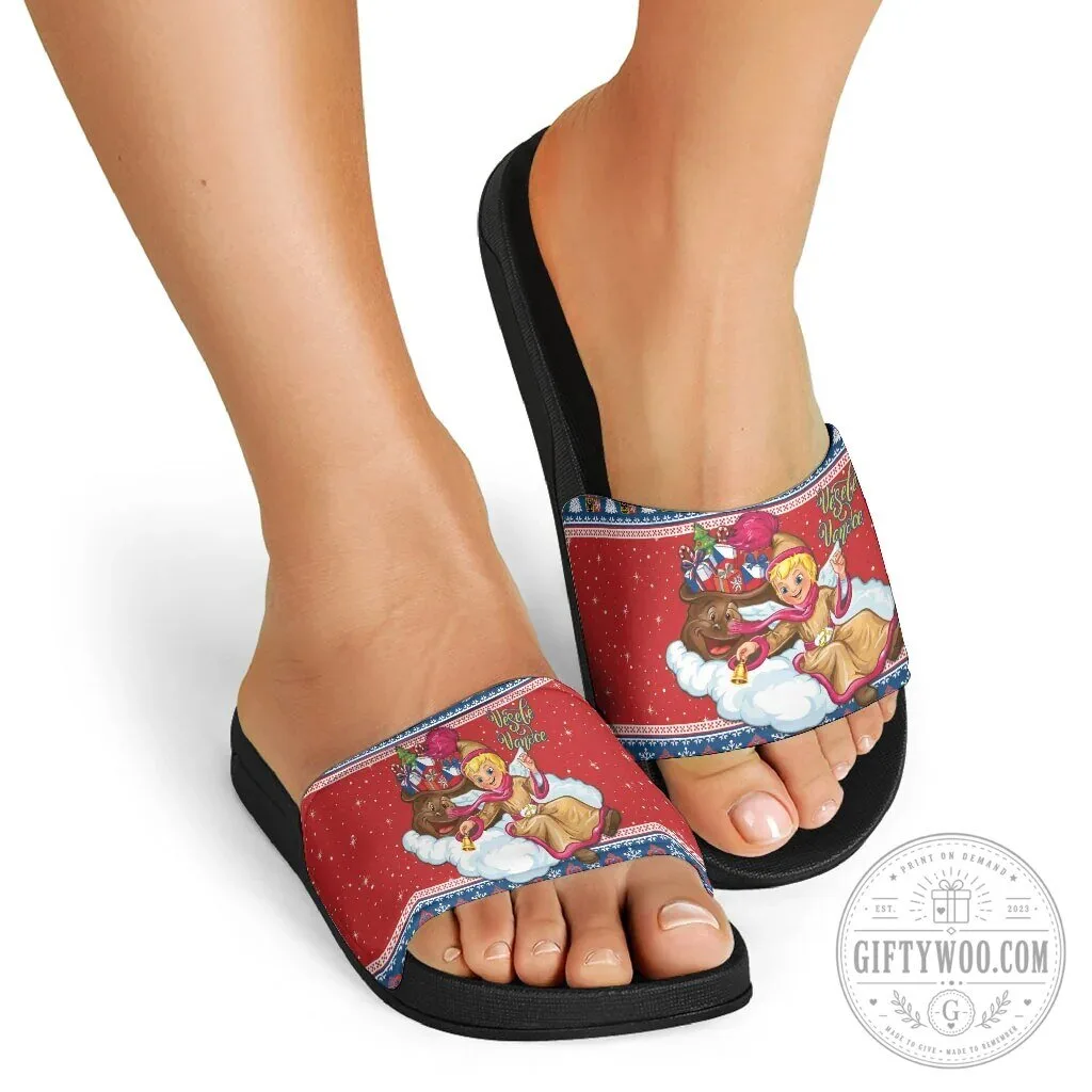 Czech Republic Christmas Jezisek Vesele Vanoce Holiday Slide Sandals 14 Czech Republic Christmas Jezisek Vesele Vanoce Holiday Slide Sandals
