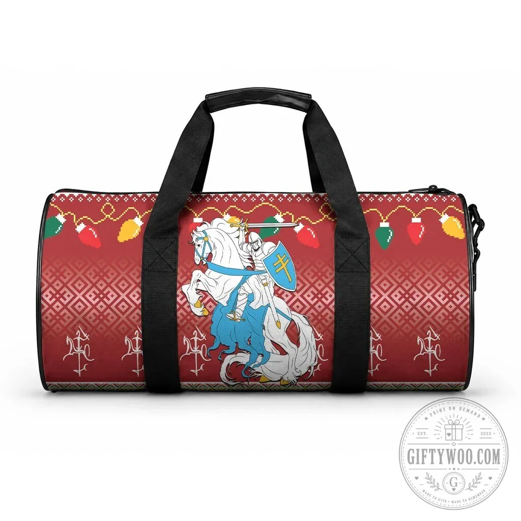 Lithuania Vytis Christmas Ugly Sweater Pattern Duffle Bag 8 Lithuania Vytis Christmas Ugly Sweater Pattern Duffle Bag