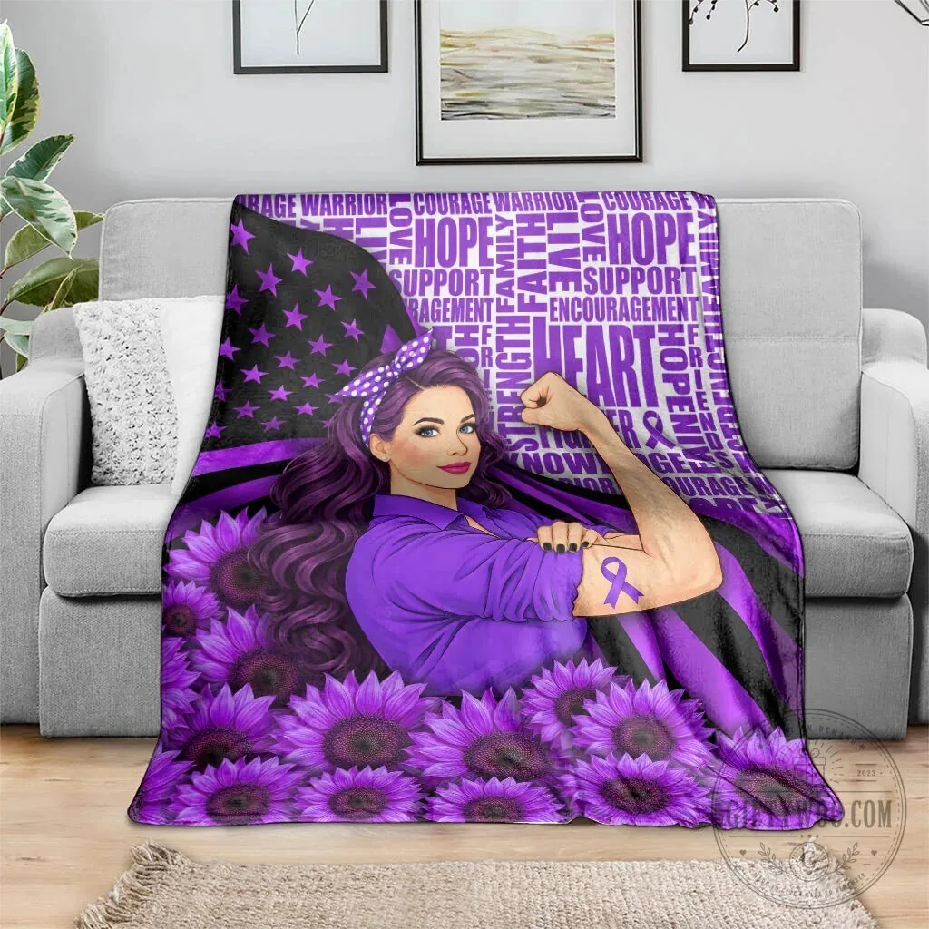 Domestic Violence Awareness Strong Woman Purple Ribbon Sunflower Flag Blanket 12 Domestic Violence Awareness Strong Woman Purple Ribbon Sunflower Flag Blanket
