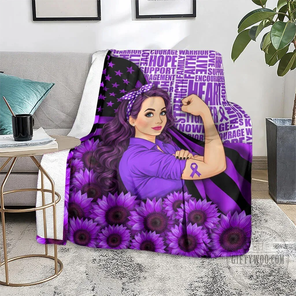 Domestic Violence Awareness Strong Woman Purple Ribbon Sunflower Flag Blanket 14 Domestic Violence Awareness Strong Woman Purple Ribbon Sunflower Flag Blanket