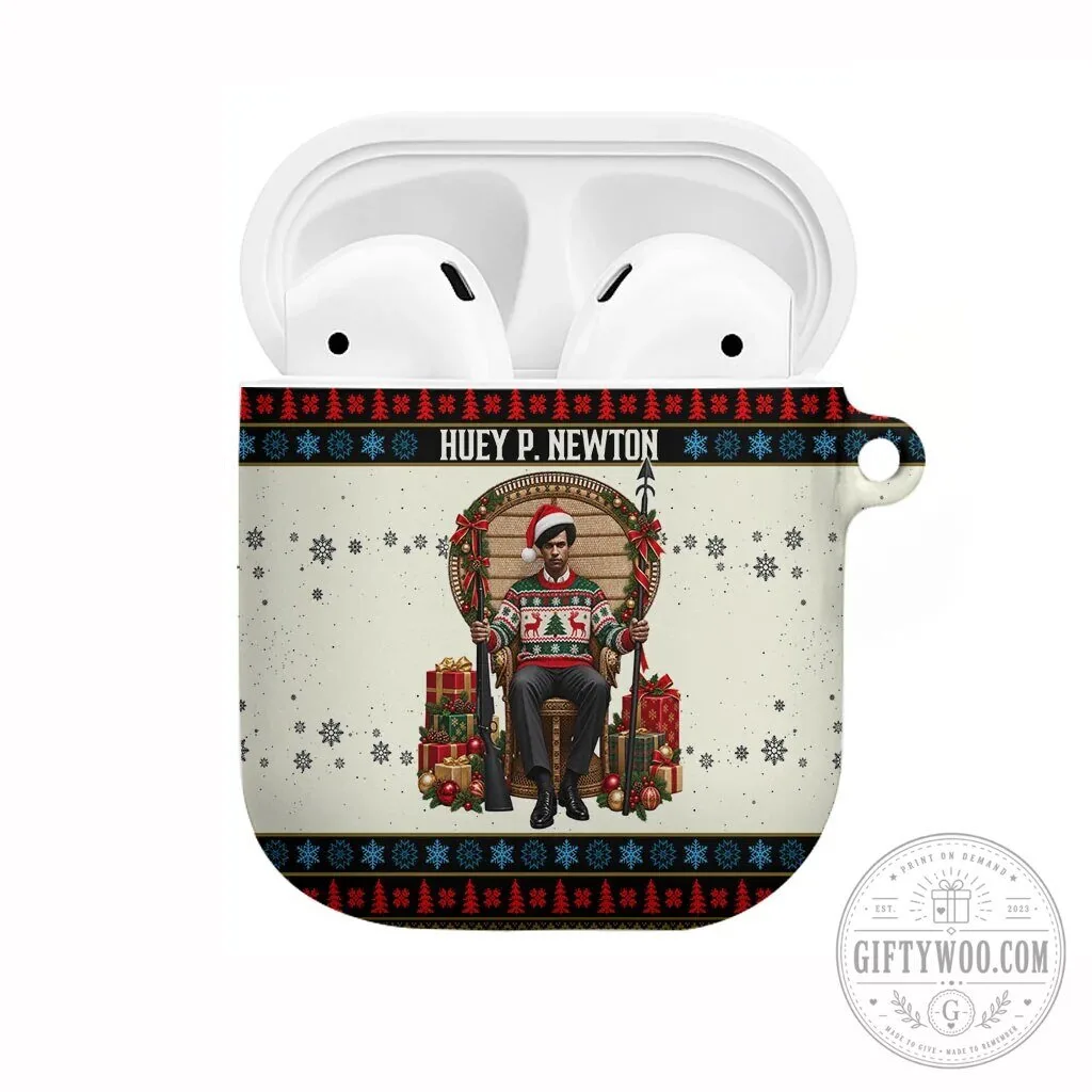Huey P. Newton Black Panther Christmas Ugly Sweater AirPods Case