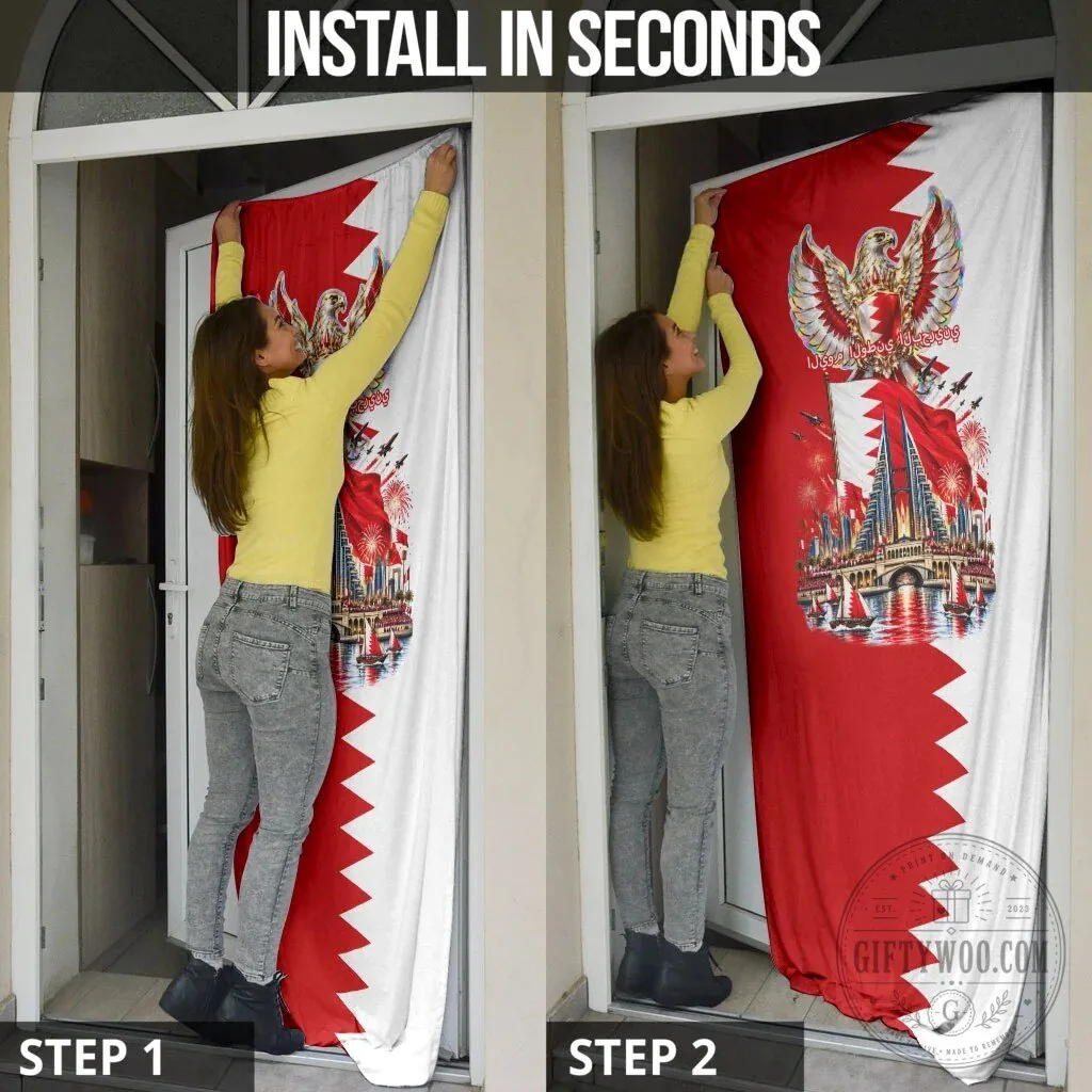 Bahrain National Day Cultural Emblem Flag Horse Knight Door Cover 12 Bahrain National Day Cultural Emblem Flag Horse Knight Door Cover