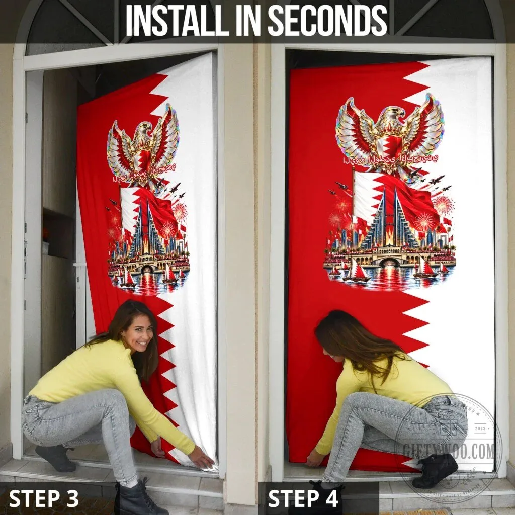 Bahrain National Day Cultural Emblem Flag Horse Knight Door Cover 13 Bahrain National Day Cultural Emblem Flag Horse Knight Door Cover