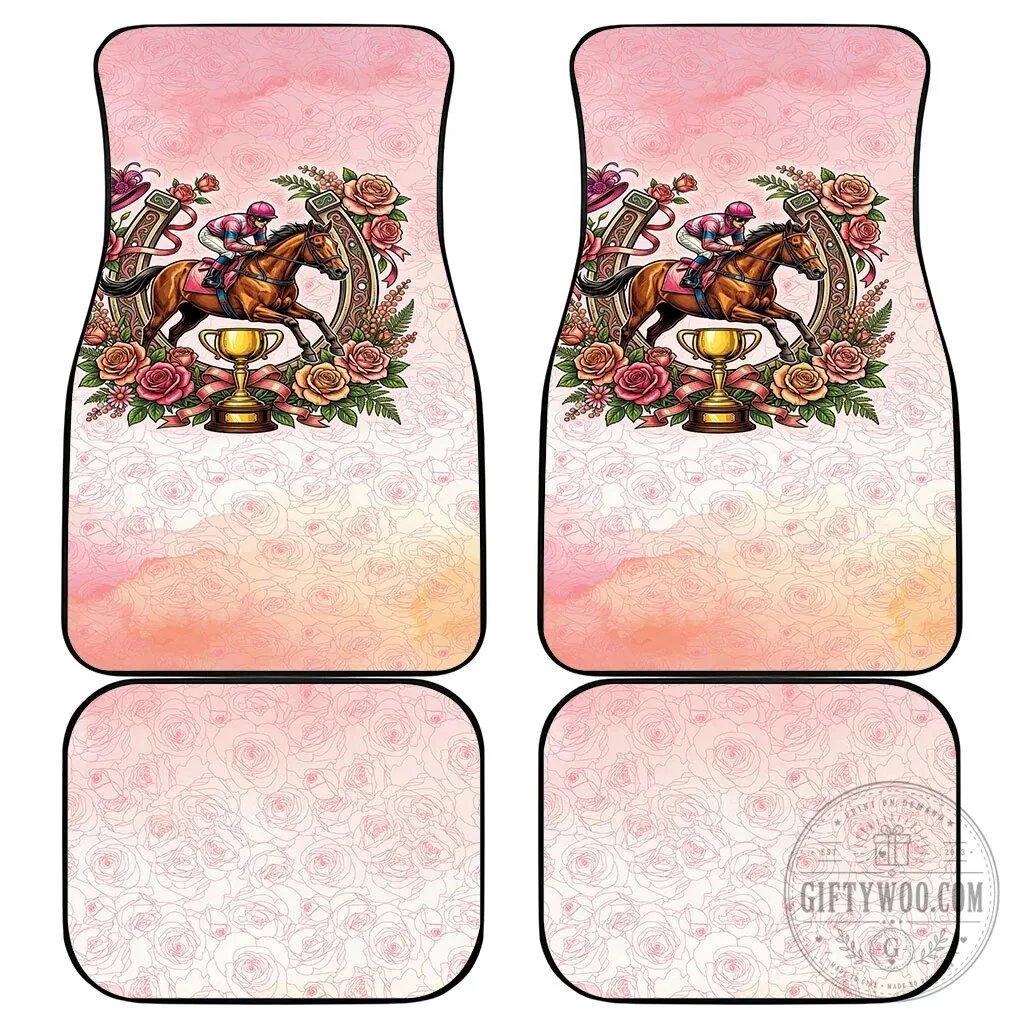 Melbourne Horse Race Floral Horseshoe Pink Rose Car Mat Set 9 Melbourne Horse Race Floral Horseshoe Pink Rose Car Mat Set